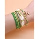 thumbnail image 1 of Nvzi Pulseras de conchas Pulseras de conchas marinas con cuentas en capas Pulseras de conchas apilables coloridas Pulseras de estrellas de mar Accesorios de joyería, Verde, 1 of 4