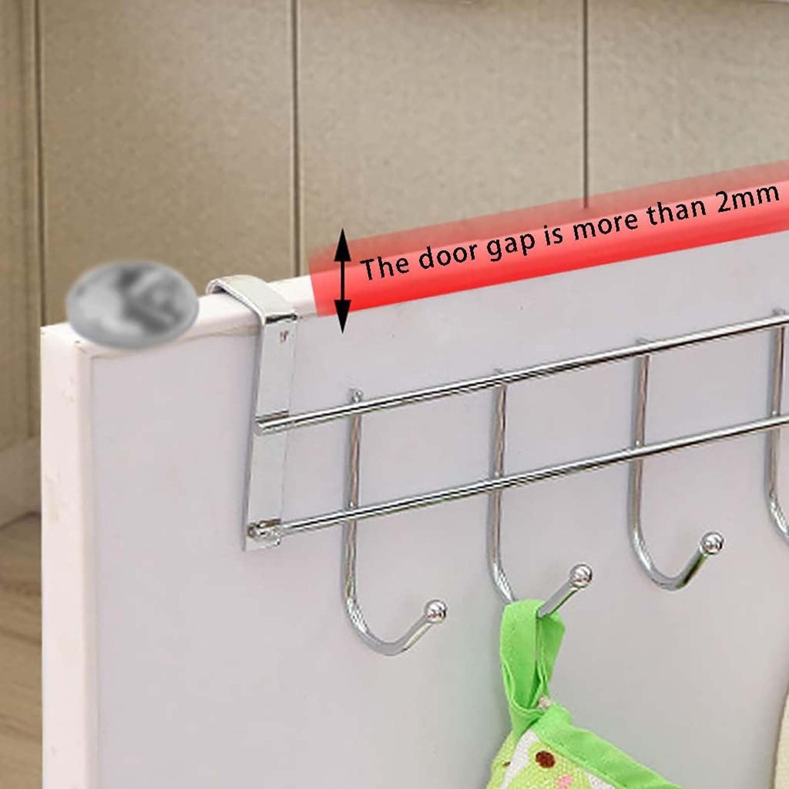 Over The Door Hooks, Over The Door Hanger, Heavy Duty Stainless Steel Over The Door Towel Rack Hooks for Hanging Clothes, Garment, Coat, Hats, Bag, Robe - 1Pc, Durable 5 Hooks(Silver1,9.7x2.1x3.5")
