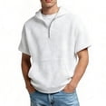 thumbnail image 2 of Short Sleeve Hoodies for Men Summer Fall Loose Casual Waffle Knit Hooded Sweatshirt with Pockets Quarter Zip Pullover, 2 of 4