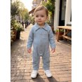 thumbnail image 5 of Cjfdfy Newborn Baby Boy Girl Fall Outfit Jumpsuit Collared Long Sleeve Button-down Pocket Solid Fall Romper Infant Crinkled Jumpsuit Soft Coming Home Fall Winter Outfit, 5 of 9
