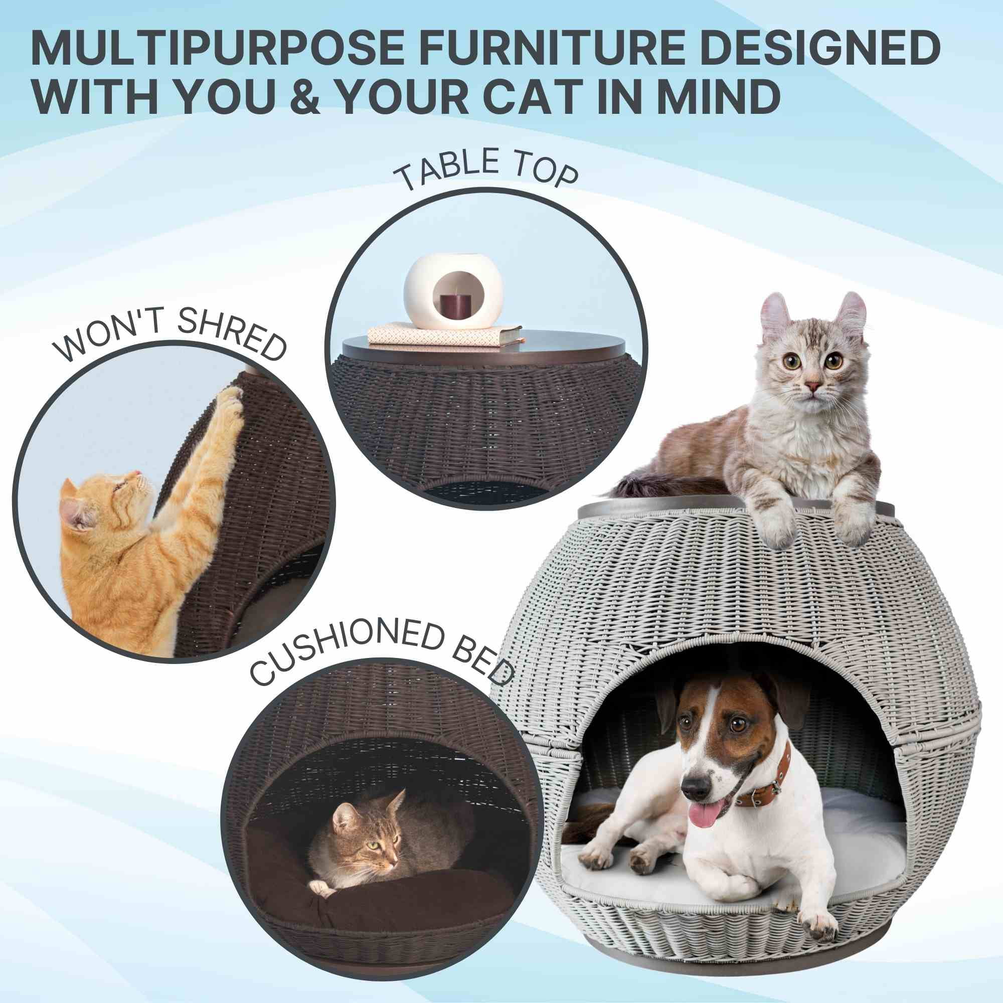 Refined Canine Igloo Pet Bed with Soft Cushion, Smoke