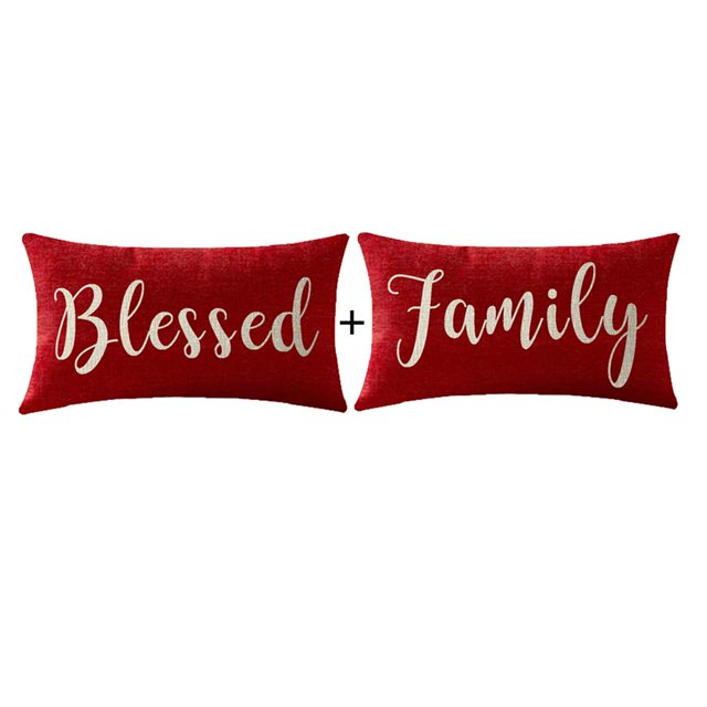 Juego De 2 Fundas De Almohada Con Texto En Inglés "Nice Sister Gift Blessed Family Words", Cintura Lumbar, Color Rojo, Algodón Y Lino, Funda De Cojín Para Sofá, Decoración Del Hogar, Rectangular, Oblo