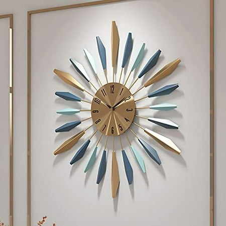 28 Inch Large Wall Clock Metal Decorative Mid Century Silent Non-Ticking Big Clocks Modern Home Decorations for Living Room Bedroom Dining Room Office