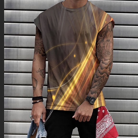 Xysaqa Men's 3D Sports Tank Tops, Novelty Cool Graphic Sleeveless Muscle Tees Summer Casual Stretchy Crewneck Gym Workout T-Shirts S-3XL