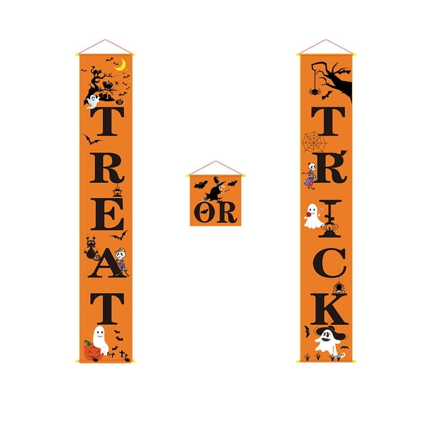 Decoración navideña de la bandera de la puerta principal del apartamento del hogar del pareado de la puerta del porche temático de Halloween, naranja Inevent HA9199-03B