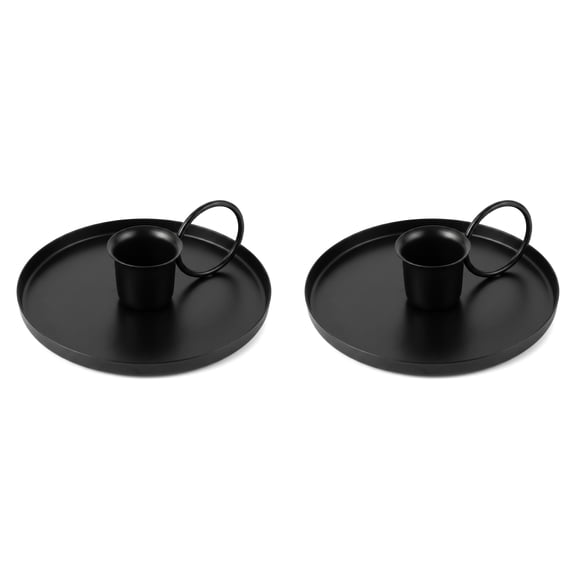 2 Pcs Candle Stick Holders, Candlelight Stand with Handle – Black Iron Candle Holder for Taper Candles – for Dinning, Wedding and Party Decoration