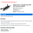 thumbnail image 2 of Washer Pump - Compatible with 2004 - 2007 Chevy Colorado 2005 2006, 2 of 2