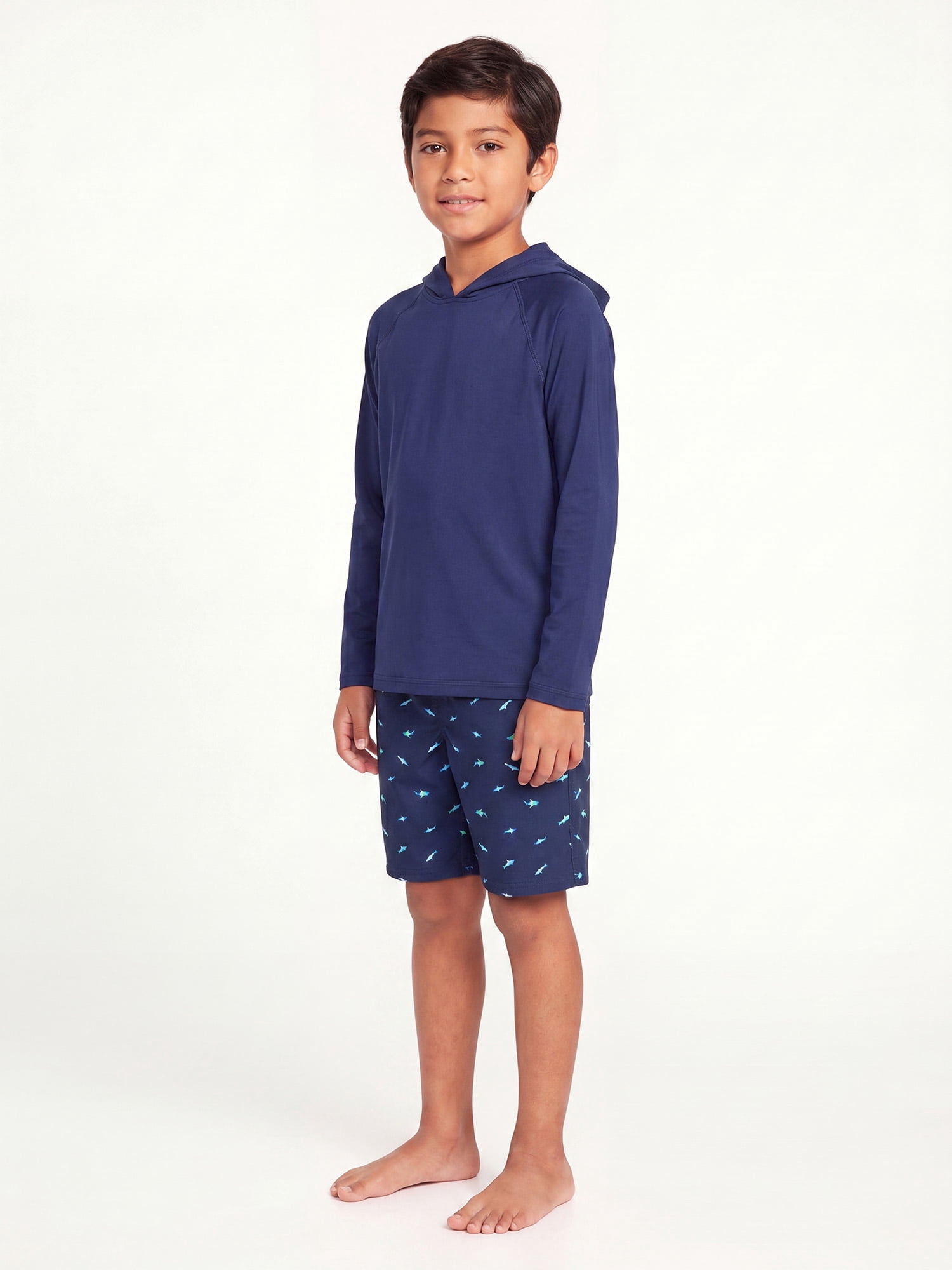 Ocean Gear Boys Long Sleeve Hooded Rash Guard Swim Top, Sizes 4-18