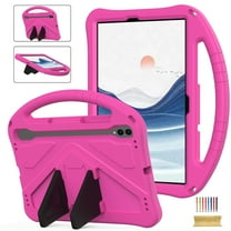 ELEHOLD Rugged Case for Samsung Galaxy Tab S9/S8/S7 11 Inch Kids Friendly EVA Full Body Protective with Kickstand Handle Grip Shockproof Anti-Scratch Case for Samsung Tab S9/Tab S8/Tab S7,Rose