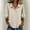 Beige, variant on Cotton Womens Blouses Fall Solid Casual 3/4 Sleeve Army Green Button Up Collared Dressy Work Pleat Shirts for Women 2XL