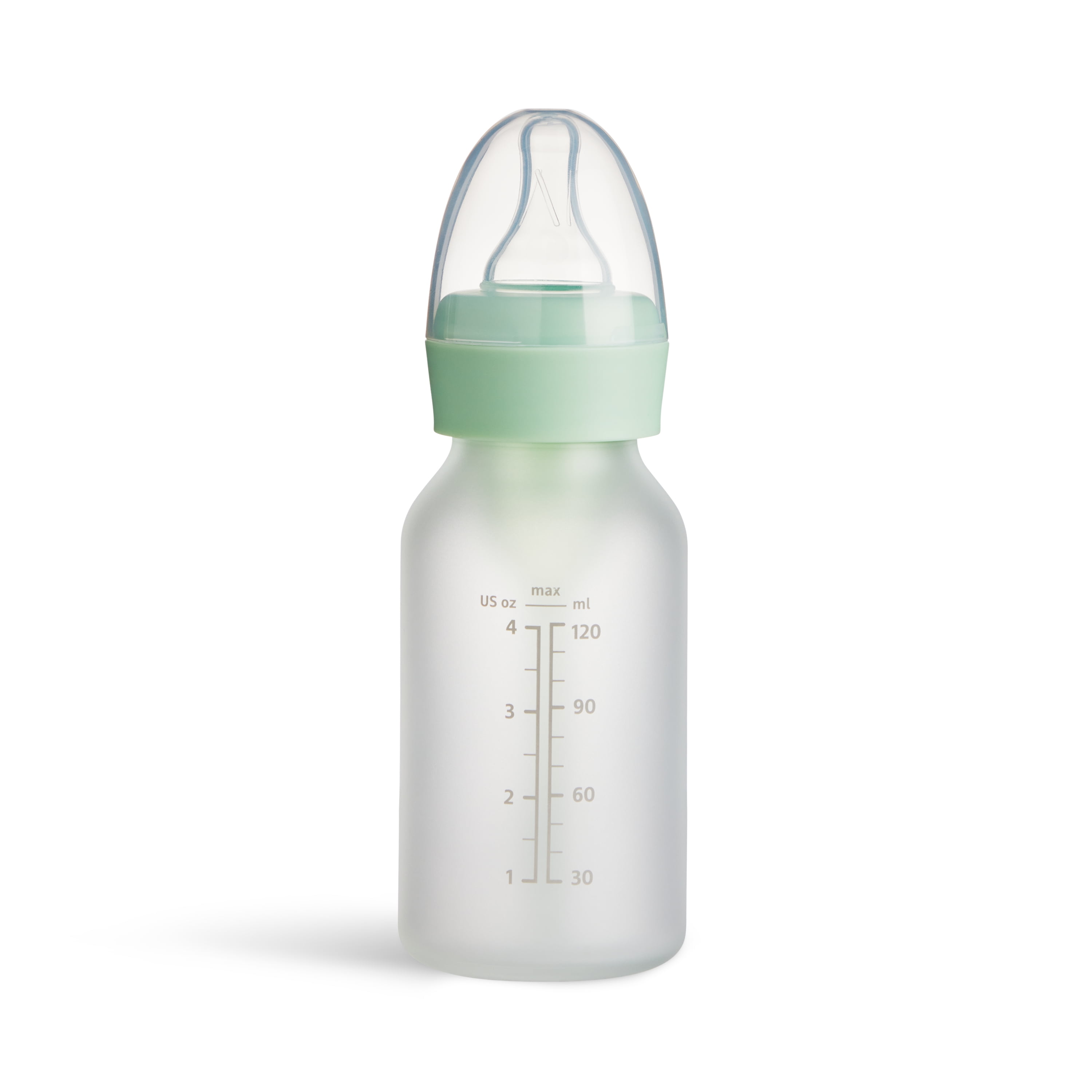 Munchkin Bond™ Silicone Coated Glass Baby Bottles - Anti-Colic Feeding System with Natural Feel Nipples, 4 ounce, 2 Pack, Green
