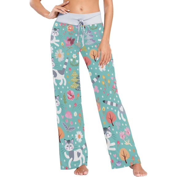 GZHJMY Women's Pajama Pants Cute Kittens Comfy Stretch Sleepwear Womens Wide Leg Pants Casual Loose Yoga Sweatpants Comfy Lounge Pajama, X-Large