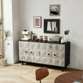 thumbnail image 2 of 58.37" 4 Doors Vintage Storage Cabinet, Black. For Living Room, Bedroom, Office. Built With , Fir, . Generous Storage. Simple To Assemble Sideboard, Ideal For Spaces, Office, Bedroom. Crafted Ample, 2 of 6