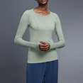 thumbnail image 2 of ZUKMRJPC Womens Long Sleeve Workout Tops Crewneck Slim Fit Yoga Athletic Shirt Lightweight Breathable Sports Running Tops with Thumb Hole, 2 of 8
