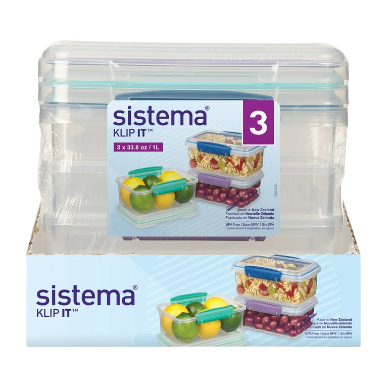 Sistema Klip It 4.1 Cup Plastic Food Storage Containers, Set of 3