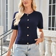 thumbnail image 7 of aidice Cropped Cardigan for Women Knit Round Neck Short Sleeve Button up Comfy Summer Casual Sweater Tops, 7 of 7