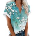 thumbnail image 1 of Pompotops Blouse Décontractée à Col pour Femmes Manches Courtes Imprimé Chemise Ample Boutons Cardigan Liquidation, 1 of 5