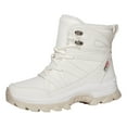 thumbnail image 6 of Womens Winter Boots Fuzzy Lined Thickened Warm Waterproof PU Leather Lace up Snow Booties Nonslip Thick Sole Outdoor Hiking Shoes White Size 10, 6 of 7