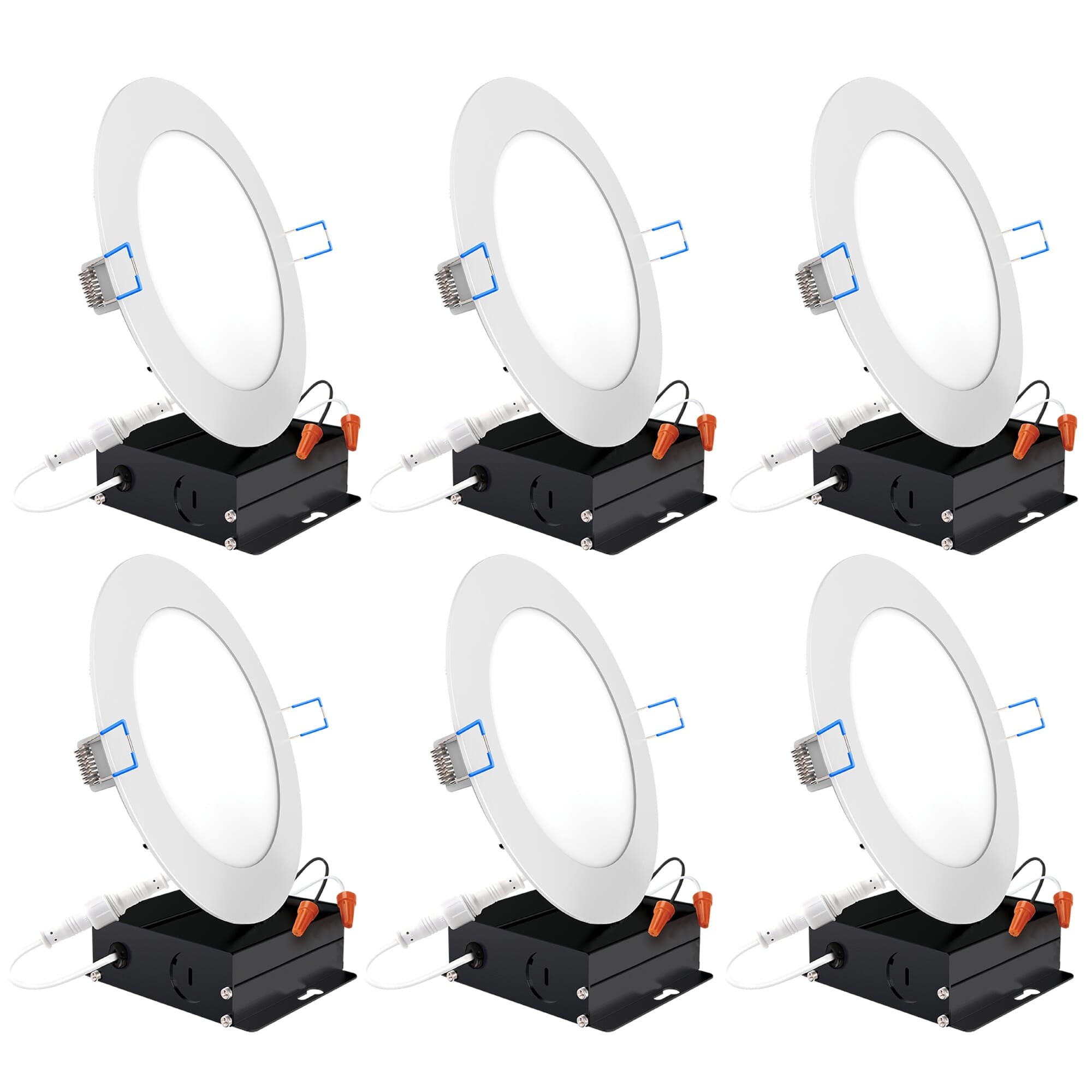 Photo 1 of *Loose hardware, may be incomplete*
 Lighting 6 Inch Slim LED Downlight with Junction Box, Dimmable, 14W (100W), 850 lm, 6000K Daylight Deluxe, Recessed Jbox Fixture, Simple Retrofit Installation - 6 Pack