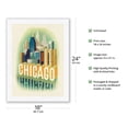 thumbnail image 2 of Chicago Illinois - Chicago Skyline - Vintage Airline Travel Poster by Henry K. Bencsath c.1950s - Japanese Unryu Rice Paper Art Print (Unframed) 18 x 24 in, 2 of 4