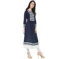 thumbnail image 2 of Women Kurta/Kurti Cotton Anarkali Dress Tunic Flared Dress, Color: Blue, Size: 5XL, 2 of 4