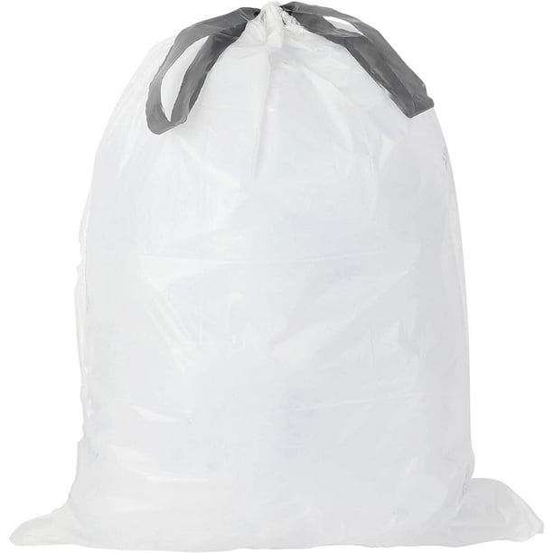 Plasticplace 5 Gallon Drawstring Trash Bags White, case of 100 bags
