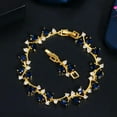 thumbnail image 2 of Elegant Royal Blue Yellow Gold Cubic Zirconia Leaf Rhinestone Bracelet for Women, 2 of 9