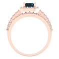 thumbnail image 4 of Clara Pucci 18K Rose Gold 2.16 Natural London Blue Topaz Engraveable Engagement Ring + Wedding Band Set, 4 of 7
