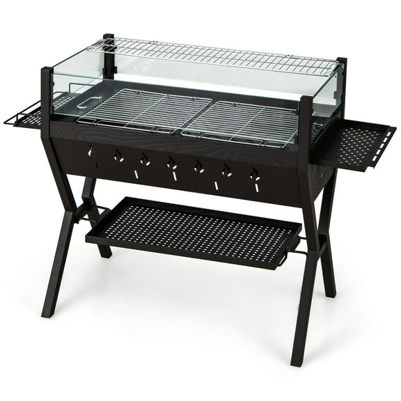 Premium Stainless Steel Barbecue Charcoal Grills With Wind Guard & Seasoning Racks