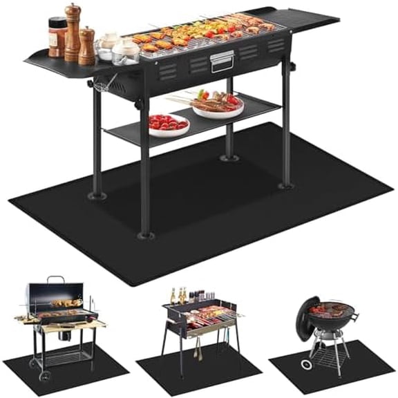 Grill Mat 60 x 40 inch Grill Mat for Outdoor Grill Deck Protector BBQ Mat for Under Grill Waterproof Oil-Proof Fireproof Floor Grill Mat$$Garden & Patio