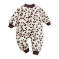 thumbnail image 2 of Baby Onesies Girl Newborn Infant Fleece Thick Warm Jumpsuit Romper Girls Romper Coffee 12-18 Months, 2 of 3