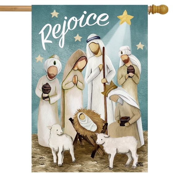 Briarwood Lane Rejoice Nativity Christmas House Flag