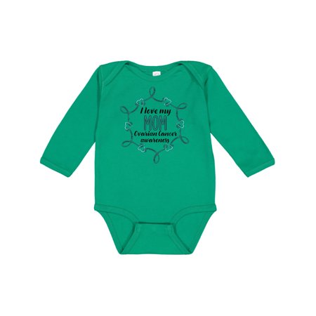 

Inktastic I Love My Mom Ovarian Cancer Awareness Gift Baby Boy or Baby Girl Long Sleeve Bodysuit