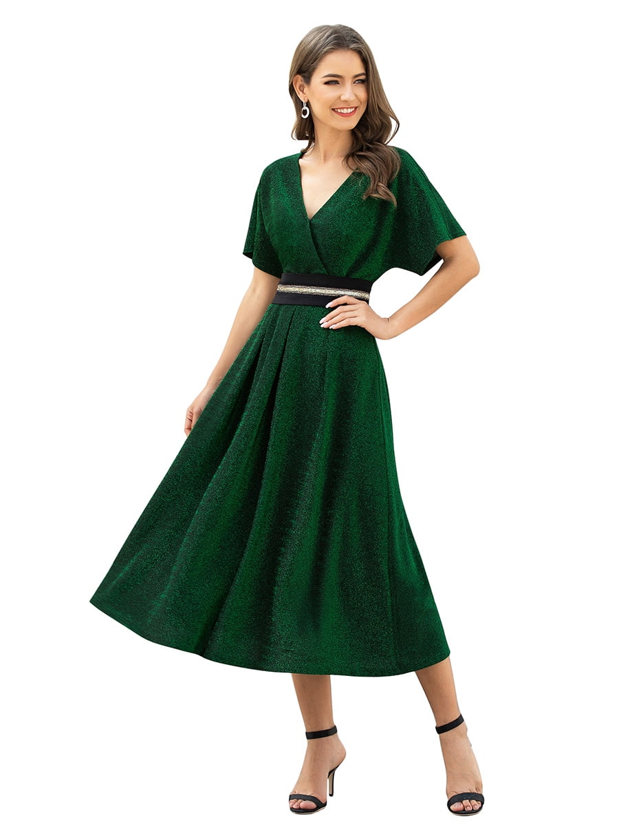 green midi party dress