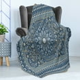 thumbnail image 4 of Antique Oriental Soft Flannel Fleece Throw Blanket, Intricate Eastern Floral Persian Like Motif, Cozy Plush for Indoor and Outdoor Use, 60" x 80", Grey Teal Blue Grey, by Ambesonne, 4 of 5