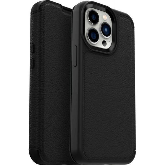 OtterBox Strada Series Leather Protective Folio Case for Apple iPhone 13 Pro, Shadow Black