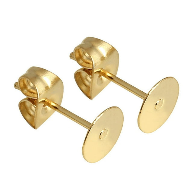 Langgg 400 Sets Earrings Blank Base DIY Crafting Gold Silver Color Ear Backs Lady Decorations Wear Jewelry Making Tool Gold 5mm 2Set