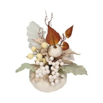 YIMWNYI Fall Decorations Simulated Pumpkin Maple Leaf Halloween Table Centerpiece, Thanksgiving Party Decor, Autumn Home Ornament, Decorative Props for Wedding and Events