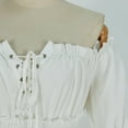thumbnail image 6 of TFEOQRY Women's Renaissance Dress Off Shoulder Flare Sleeves Lace Up Front Layered Hem Medieval Outfit White, 6 of 8