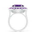 thumbnail image 2 of ANGARA Natural Sideways Oval 4.3 ct Amethyst Double Halo Cocktail Ring in 14K White Gold for Women (Size-12x10mm) | February Birthstone, Anniversary, Jewelry Gift for Women | Natural Amethyst Ring, 2 of 9