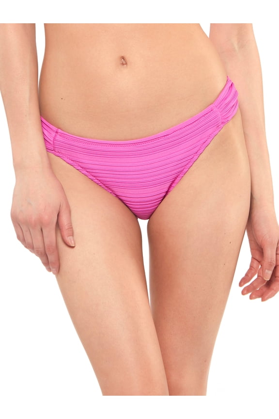 Women's Contemporary Solid Rib Side Shirred Hipster Swimsuit