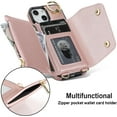 thumbnail image 4 of for iPhone 13 Mini Case Wallet with Strap for Women,Crossbody Lanyard and Wristlet Strap,Zipper Pocket,Credit Card Holder,Ring Stand,RFID Blocking Phone Wallet Cases(5.4 inch,Pink), 4 of 18