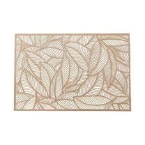 Clearance! JWDX Place Mat, Placemat Promotion, Creative Rectangle Pvc Placemat with Gold Foil, Heat- and Leaf-Shaped Design, Perfect for Dining Table, Tea Cup, Western-Style Dinner Mat Rose Gold