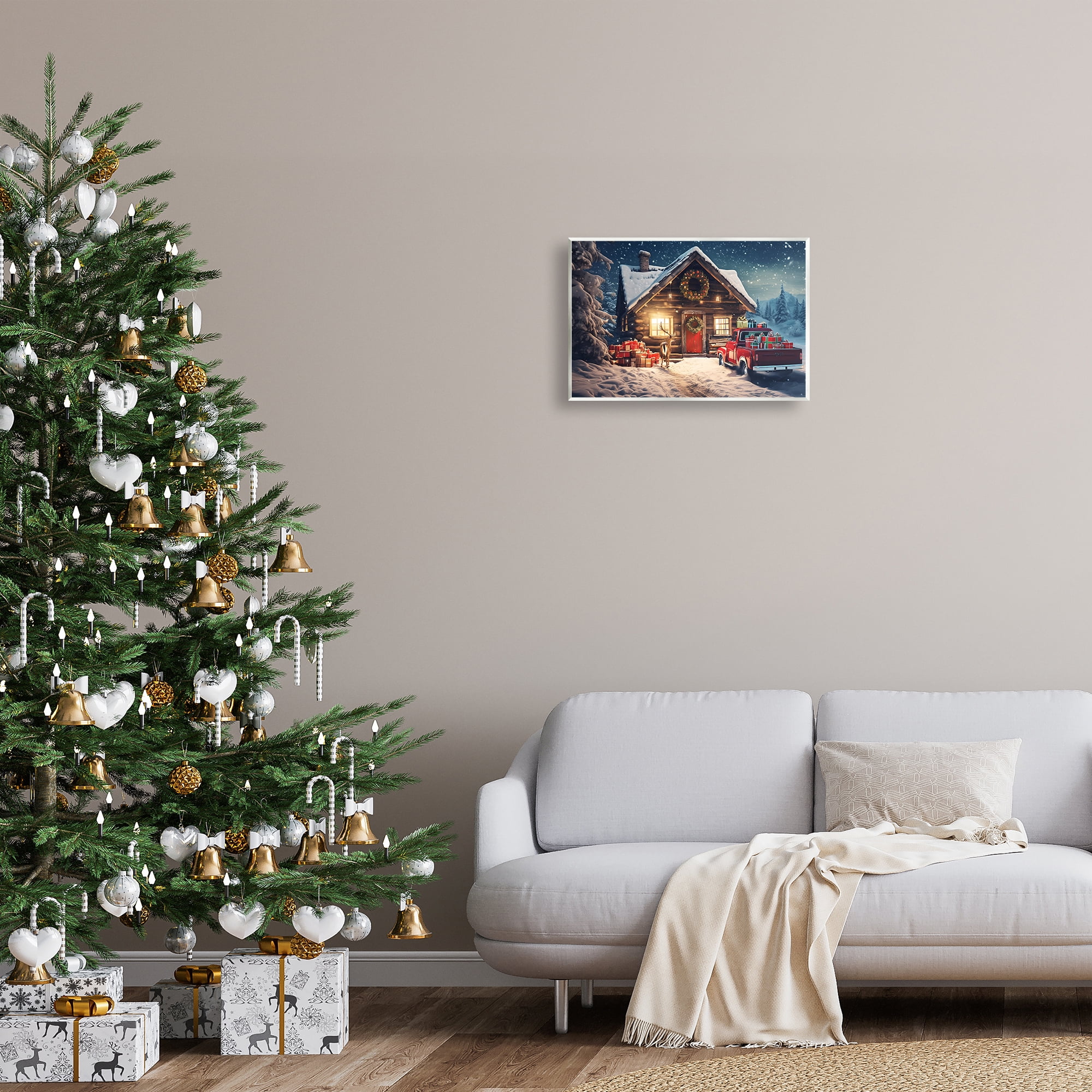 Stupell Industries Woodsy Holiday Cabin Holiday Painting Unframed Art Prints Wall Art, 19 x 13