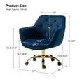 thumbnail image 7 of Velvet Tufted Office Chair Upholstered Swivel Modern Adjustable Armchair Metal Base Home Bedroom Navy, 7 of 7