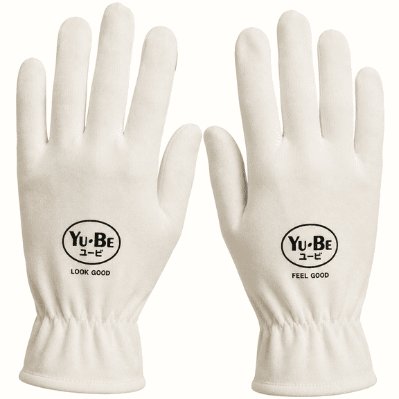 Yu-Be Overnight Moisturizing Gloves for Dry Hands, Organic Cotton Spa Gloves with Touchscreen Fingertips, Reusable Sleeping Gloves for Eczema, Cracked Hands & Overnight Hand Care - Large