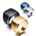 thumbnail image 4 of Blue/Gold/Silver/Black Wedding Band Rings Men's 18mm Titanium Steel Ring Sz 7-13, 4 of 9