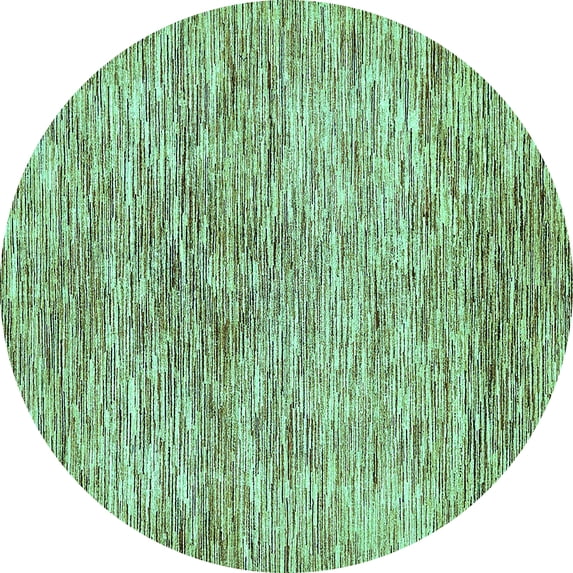 Ahgly Company Indoor Round Abstract Turquoise Blue Modern Area Rugs, 3' Round