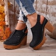 thumbnail image 6 of Bkhluea Women Floral Cutout Slingback Platform Block Heel Sandals Comfortable Footwear For Office Party Casual Outdoor Daily Activities, 6 of 7
