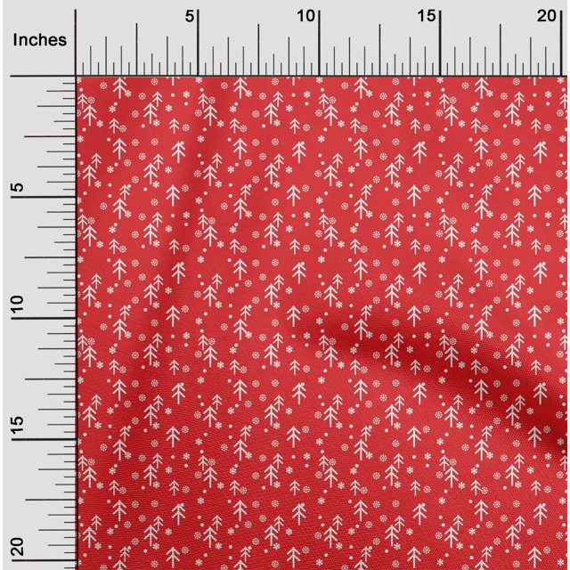 oneOone Polyester Spandex Red Fabric Merry Christmas Sewing Craft Projects Fabric Prints By Yard 56 Inch Wide
